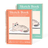 DSTELIN 2 Pack Mini Sketch Books, 7.5 x 5.1 Inch, Spiral Bound with Hard Cover, 50 Sheets per Pad,100gsm, Ideal for Sketching an
