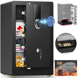 8.0 Cuft Heavy Duty Biometric Safe Box, Home Safes Water Fireproof, Large Document Safety With Bottom Hidden Safe and Dual alarm