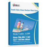 Uinkit Thick Photo Paper Glossy Double Sided 100 Sheets 8.5x11 Heavyweight 68lb 260gsm Inkjet Both Sides Printable 11.8mil A4 Le