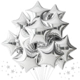 TONIFUL 15Pcs 18 Inch Large Silver Star Shape Foil Balloons Big Silver Stars Helium Mylar Ballons for Birthday Wedding Baby Show