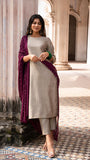 Gosriki Women'S Rayon Blend Straight Solid Kurta With Pant & Dupatta (Bribiti Beige-Gs_Xl_Beige_X-Large),Beige,,B0DP2C61GN
