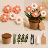Akaar Diy Crochet Daisy Flower Pot Kit | Make Your Own Crochet Flower Arrangement | 5 Handmade Daisy Flowers, Rope Pot, Floral S