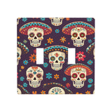 Moslion Floral Skull Double Toggle Light Switch Plate Halloween Skeleton Dia De Los Muertos 2-Gang Wall Plate Device Mount Plug