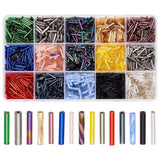 GOMAKERER About 1800 Pcs 15 Colors Glass Bugle Beads Bulk, Mixed Color Screwy Bugle Beads Long Tube Seed Bead Loose Spacer Bead