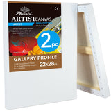PHOENIX 22x28 Inch 2 Pack Gallery Canvas - 1.5 in Thick Large Canvases for Painting - Deep Edge 100% Cotton 11 Oz. Gesso Primed