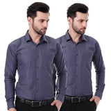 Xjarvis Austin Men'S Cotton Blend Shirt |Slim Fit Formal Shirt With Pocket |Plain | Long Sleeve Spread Collar | Casual Wear Regular Fit Shirt Pack Of 2 (Slate Blue Xl),Slate Blue Pack of 2,,B0F59X46Q4