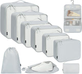 Bagail 10 Set/8 Set Packing Cubes Various Sizes Packing Organizer For Travel Accessories Luggage Carry On Suitcase, Light Grey,