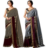 Gosriki Women'S Pure Cotton Saree (Charmi-Combo-Grey-Silver_Multicolor),Multicolour,,B07MFPPXG8