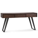 SIMPLIHOME Lowry Console Table - 60 Inch Wide Solid Acacia Wood Sofa Table in Distressed Charcoal Brown, Modern Industrial Stora