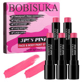 5PCS Pink Out Eye Black Stick, Under Eye Sports Face Paint for Football, Baseball, Softball - Oil Based Face Painting Kit for Ha