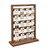 Ikee Design 5 Tiers Free Assemble Wooden Jewelry Display Rack with 20 Removable Metal Hooks,Earring Card Display Stand,Jewelry O