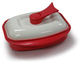 MICROHEARTH Microwave Grill Pan with Lid for Grilling, Browning, and Crisping Vegetables, Sandwich, & Meat, Red