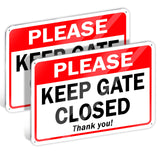 Keep Gate Closed Sign 2 Pack, 7 x 10 Inch Reflective Aluminum Gate Signs for Outside, Rust Resistant, Fence Door Sign for Yard,