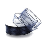 Ribbon Traditions 1.5 Wired Sheer Organza Ribbon Navy 50 Yards