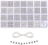 1400 Pieces 4x7mm White Round Acrylic Alphabet Letter Beads A-Z Heart Pattern Beads and Crystal Line for Jewelry Making Bracelet