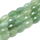 Fashewelry 20pcs Natural Green Aventurine Gemstone Beads 9x6mm Faceted Oval Healing Crystal Loose Stone Beads for Jewelry Neckla