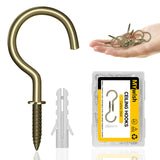 MYWISH 50-Pack Bronze Screw in Hooks, Q-Hanger Hook Screws, 1-1/4 Metal Ceiling Hooks, Screw Hooks for Outdoor Hanging Mugs, Lig