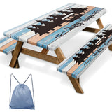 Britown Picnic Table Cover with Bench Covers Elastic Edges, Blue Camper Fitted Table Cover, Outdoor Patio Camping Essentials 72