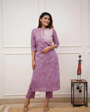 Fabnex Abnex Cotton Blend Kurta Set For Women | Women Embroidered Kurta Set | Women Kurta Sets Kurtis | Women Kurta Pant Set (K-36) (In, Alpha, Xl, Pink)