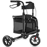 WALK MATE 3 Wheel Rollator Walker with Seat for Slim Seniors, Padded Backrest Lightweight Foldable Walker Ideal for Elderly, 8 I