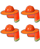UNCO- Hard Hat Sun Shield, 4 Pack, Orange, Full & Standard Brim Mesh Sunshade High Visibility Reflective, Hard Hat Accessories