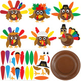 Sanixin 24 Sets Thanksgiving DIY Turkey Craft Kits Fall Make a Turkey Crafts Thanksgiving Decorations Stickers Arts and Crafts f