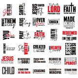 Shejdgart Dtf Transfers Ready to Press - 30 Pcs Christian Bible Verse Inspirational Iron on Patches for T-Shirts, Religious Iron
