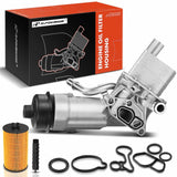 A-Premium Engine Oil Cooler and Oil Filter Housing Assembly Adapter w/Gaskets Compatible with Buick, Chevy Vehicles -1.4L Turbo