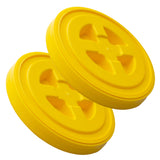 Smart Seal Reusable Lid 2 Pk, Yellow Easy Screw On Container Lid For 3.5,5,6 & 7 Gallon Buckets Food Grade, Commercial Sto