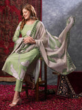 Anni Designer Women'S Rayon Blend Straight Printed Kurta With Pant & Dupatta (Meerut Pista-Vks01_L_Pista_Large),Pista,L,,,