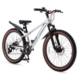 RoyalBaby Kids Mountain Bike 24 for Boys & Girls Ages 10-14 Year Old- Lightweight Aluminum, 21-Speed, Suspension Fork - Silver