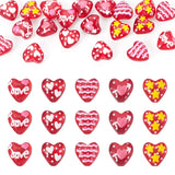 FASHEWELRY 20Pcs Enamel Heart Glass Beads 5 Styles 3D Red Heart Crystal Beads Aesthetic Sweet Bead for DIY Jewelry Necklace Brac