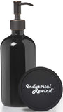 Black Glass Soap Dispenser with Oil Rubbed Bronze Metal Pump - 16oz Glass Jar Lotion Bottle by Industrial Rewind (Black/ORB)