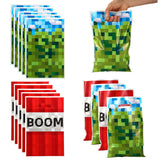50pcs Party Favor Bags, Video Game Theme Gift Treat Bags Boom Plastic Candy Snack Bag with Handles for Kids Boys Girls Gamers Bi
