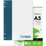Kokuyo Campus 2X2 Spiral Binder Notebook Set, A5 Refillable Notebook + 60 Refill Papers With 5X5 Graph Ruled, 40 Sheet Capacity,