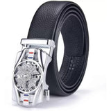 Usl MenS Pu Leather Belt (AutoLock Spinning Buckle). (Silver)