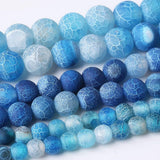 36PCS 10MM Blue Frosted Agate Stone Beads Energy Healing Beads for DIY Jewelry Bracelet Necklace Making for Jewelry Making15Inch