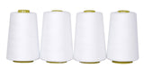 Mandala Crafts 4 Pack of Serger Threads Cones Spools - 20S/2 24000 Yards Polyester White Threads for Sergers Machine and Overloc