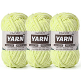 3 Pack Lemon Yellow Fluffy Chunky Chenille Crochet Yarn, Baby Yarn for Crocheting Soft Blanket, Bulky Velvet Yarn (100g/54.8yds