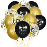 55th Birthday Balloons for Men, 15 Pcs Black Gold Happy 55th Birthday Balloons, Black Gold 55th Birthday Party Decorations Ballo