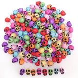 200+ Pieces 10x8mm Halloween Skull Beads for Jewelry Making Bracelets Necklaces Key Chains, Colorful Acrylic Mixed Skeleton (Bla