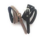 Generic WomenS Formal Casual Denim Material Jeans Belts Black And Buiscuit 2Pcs