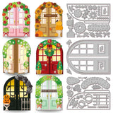 GLOBLELAND Holiday Doors Cutting Dies for Card Making Halloween Thanksgiving Day Christmas Door Cut Die for DIY Scrapbooking Jou