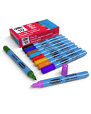 SHOW-ME Box 10 Fine Tip Slim Barrel Dry Erase Markers - Assorted Colours (FPSDP10A)