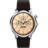 Timex Marlin Analog Watch For Man With Rose Gold Round Dial & Brown Leather Strap Band Water Resistant Men'S Wrist Watches - Tw2