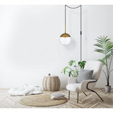 Living District Eclipse 1-Light Mid-Century Metal Pendant In Brass And Clear