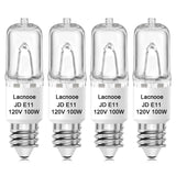 E11 Bulb, JDE11 120V 100W Halogen Light Bulbs, T4 E11 Mini Candelabra Base, Dimmable 2700K Warm White, 4PCS E11 Light Bulb for C