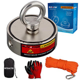 MUTUACTOR Fishing Magnet Kit Heavy Duty, Double Sided 1320lbs Rare Earth Magnets with 65Ft Salvage Rope, Super Strong 2.95 x0.