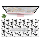 Cute Mouse Pad, Black and White Desk Mat with Bows Computer and Keyboard Mat, Non-Slip Rubber Base Mousepad for Laptop PC, XXL L