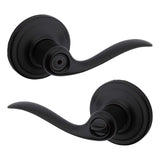 Kwikset Tustin Interior Privacy Door Handle with Lock, Door Lever For Bathroom and Bedroom, Matte Black Reversible Keyless Turn